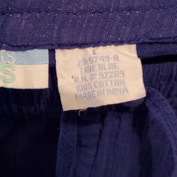 Resorts Plus Womens Sz Large True Blue Crepe Pants Drawstring - Picture 8 of 9